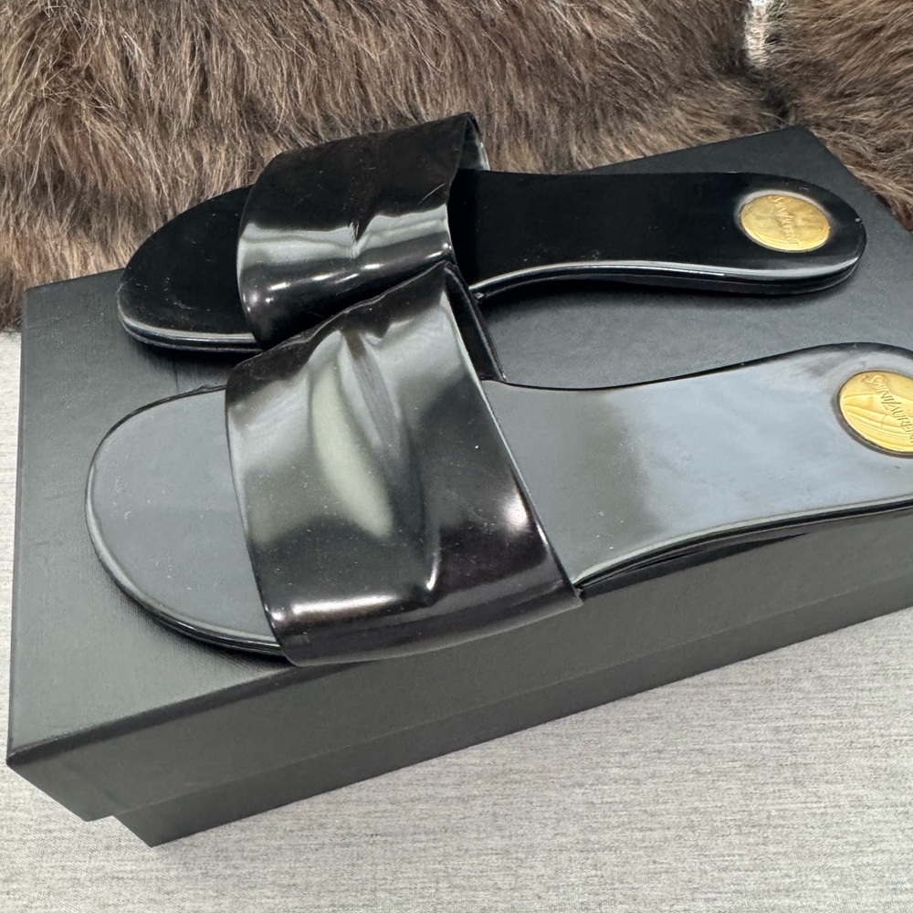 Saint Laurent Black Leather Sandals